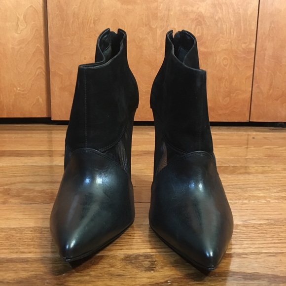 Schutz Pia Black Leather Mesh Booties - Picture 3 of 7